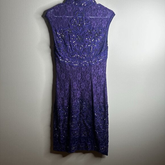 Sue Wong Nocturne Dress Size 8 Purple Beaded Corset Sequin Cocktail Goth Fairy - Picture 8 of 16